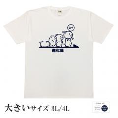 おもしろtシャツ 大きいサイズ 和柄 元祖豊天商店 進化豚 半袖 B01