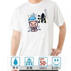 おもしろtシャツ ドライ 和柄 元祖豊天商店 滝にうたれなくても清めることができる 日本の習わし清 半袖 美豚 B01