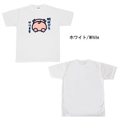 おもしろtシャツ ドライ 和柄 元祖豊天商店 今日はできません…そんな意思表示 明日から… 半袖 美豚 B01