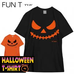 ハロウィン フェイスシリーズ 国内プリントtシャツ サイズM/L/LL カラー：ブラック オレンジ fn0180004